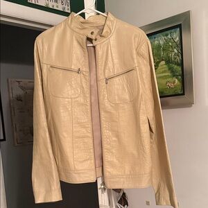 Elegant Tan Leather Jacket for Women